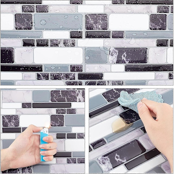 4 ark 3D Tyk 26,9x25,4 cm Firkantet Tapet Murstensmønster PVC Vægpaneler Mosaik Klistermærke til Køkken Bagbeklædning til DIY Vægmaleri Tapet Trappe Hjemme Renovering