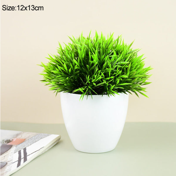 Kunstige planter i potte Grønn Bonsai Lite tre Gressplanter Potte Ornament Falske blomster for hjem hage dekorasjon Bryllupsfest F