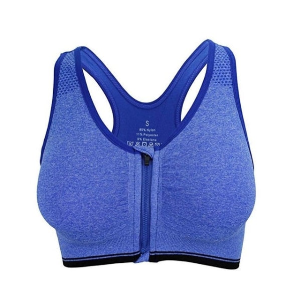 Yoga BH Kvinnor Stötsäker Gym Tröja Sport-BH Dragkedja Fram Stor Dam Push Up Behå Sportkläder Grey M