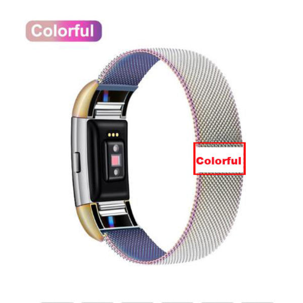 Magnetisk Milanese Loop Band i rostfritt stål för Fitbit Charge 2 band Ersättningsarmbandsrem för Fitbit Charge 3 4 Watchband Purple L--210mm--Charge 4