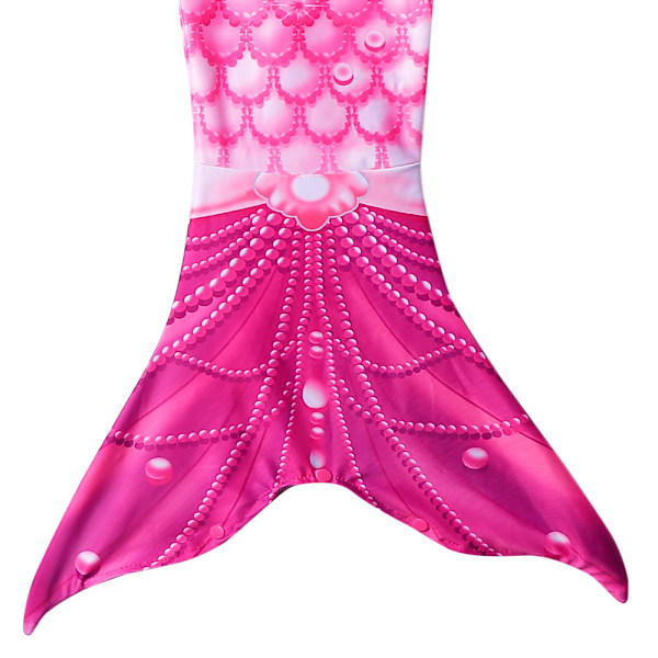 Barn Sjöjungfru Svans Prinsessa Mesh Baddräkt Delad Bikini Set Tredelat Set Badkläder Blue 120cm