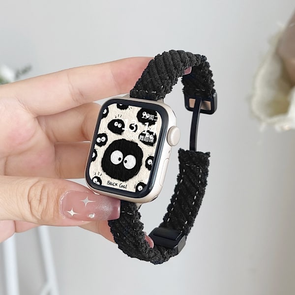 Klockarmband för Apple Watch iWatch 38mm S3/2/1 generation Corduroy magnetisk | svart