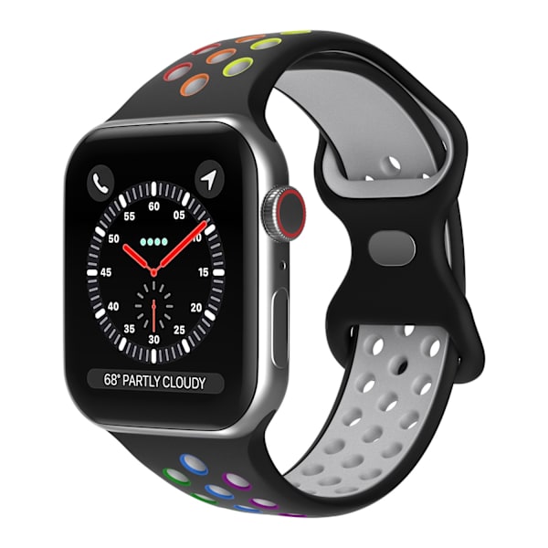 Klockarmband för Apple Watch iWatch 38mm/40mm/41mm ML Svart Regnbåge