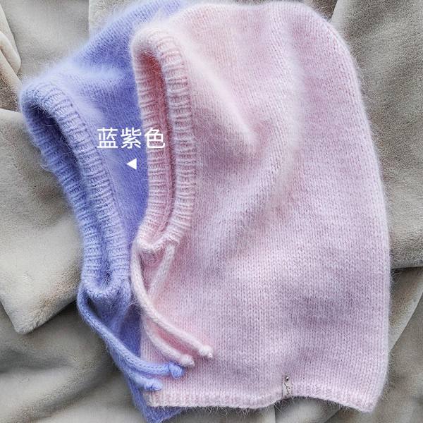 Västernstil Höst och Vinter Mode Varm Halsduk Nackskydd Integrerad Ullstickad Mössa Dam Barbie pink