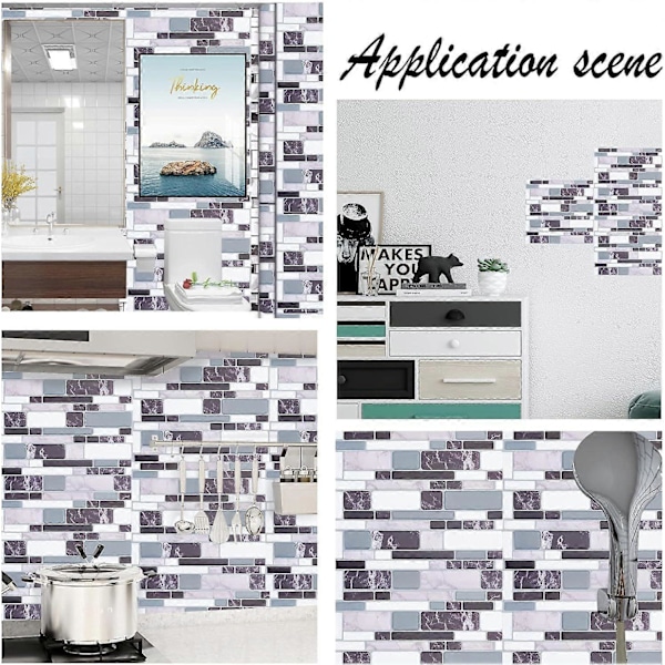 4 Ark 3D Tjock 26,9x25,4 cm Fyrkantig Tapet Tegelmönster PVC Väggpaneler Mosaik Självhäftande Köksstänkskydd för DIY Mural Tapet Trappa Hem Renovering