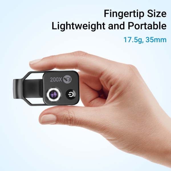 APEXEL HD 200X Mikroskop Makro Lins För Mobiltelefon Förstoring Bärbar ficka Med CPL Filter LED-ljus För iPhone HUAWEI Black With CPL