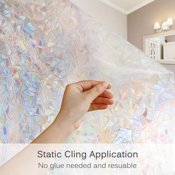 Fönsterfilm Insynsskydd Statisk Fönsterfilm Vinyl 3D Fönsterdekaler Fönsterdekaler Regnbågsfönsterfilm för Kontroll Anti UV WP1011 45x300cm