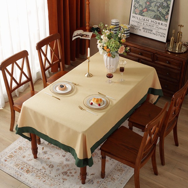 Enfärgad bordsduk amerikansk matbordstyg i västerländsk stil Rektangulär skrivbordsduk Nordisk enfärgad duk Soffbordsduk Tile green 90*140cm
