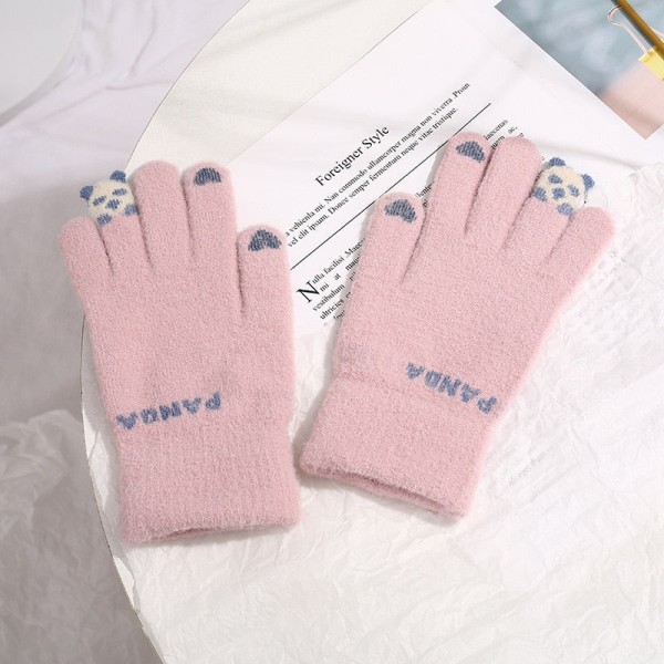 Wecute Børnehandsker Voksen Kawaii Kuldebeskyttelse Nye Vinter Plys Handsker Stræk Strik Touch Screen Tykke Fleece Ridehandsker Navy
