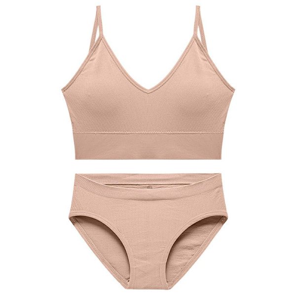 CINOON Underklädesset i Bomull Låg Midja Trosor Rygglös Bralette Underkläder Kvinnor Sömlös BH Trosset Like the picture S(M)