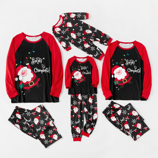 Julpyjamas Matchande Familj Pyjamas Pjs Mode Sovkläder Rund Hals Tryckta Pyjamas Set Kids M