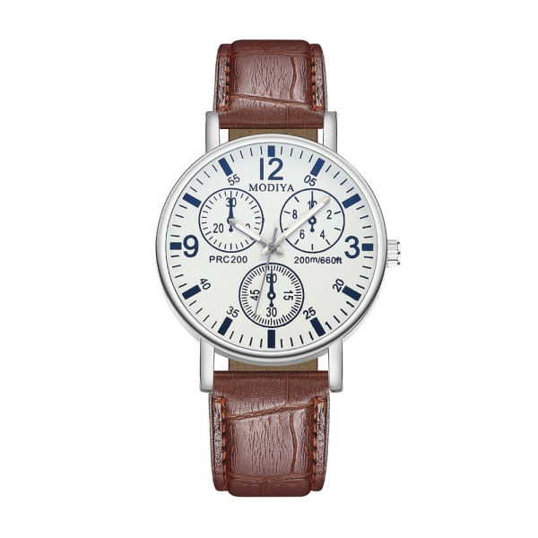 Belte Quartz Klokke Herreklokke Engros Herreklokke Falsk Tre-Øye Gaveklokke White brown belt