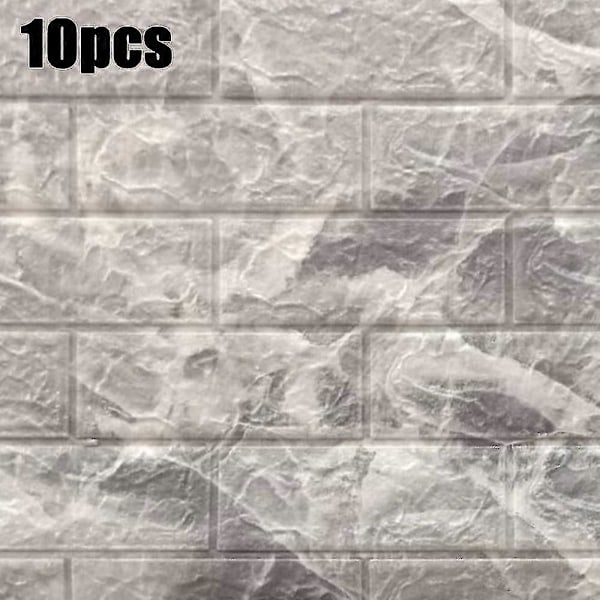 3D Kolmiulotteinen 10/20 Kappaleen Tiilikuvioinen Seinätarra Itsekiinnittyvä Vaahtomuovitaustakuva Harmaa 20 KPL Grey 20PCS