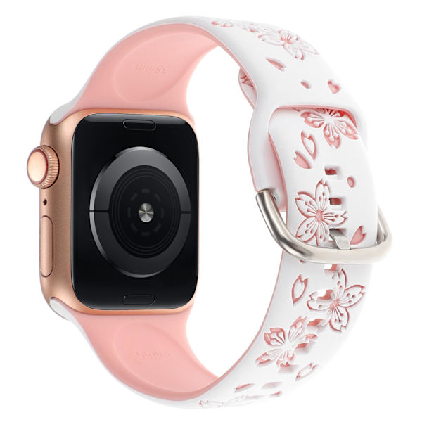 Klockarmband för Apple Watch iWatch 38/40/41mm tvåfärgat stålspänne Bauhinia 30 stycken eller fler vit + rosa