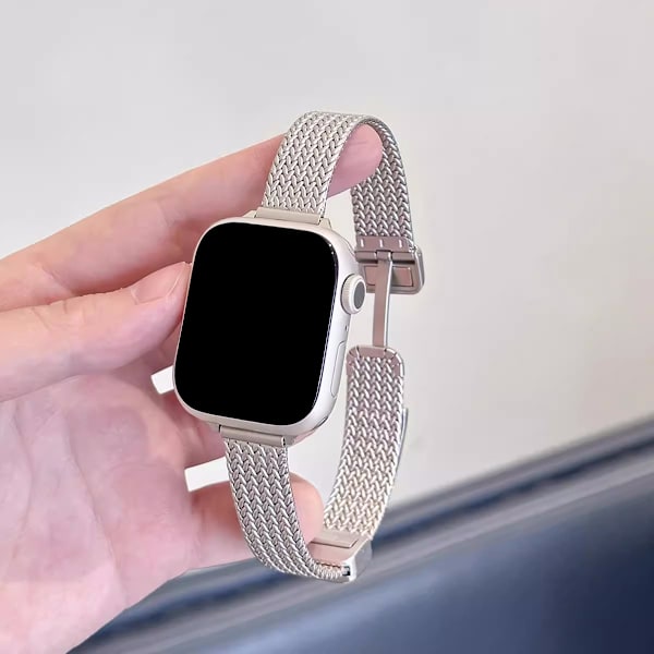 Klockarmband för Apple Watch iWatch 1-9 generation SE 42-44-45-46-49mm Stjärnljus färg magnetiskt spänne