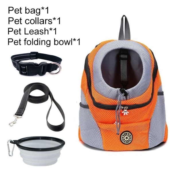 Hundbärväska Ryggsäck för Hundar Ut Dubbel Axel Bärbar Reseryggsäck Utomhus Hundbärväska Reseset Orange Set 1 S for 0-5kg