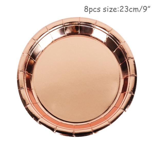 Rose Gold Party Engangsservice Tallerken Nummer Ballon Pige Fødselsdagsfest Bryllupsdekoration Voksen Fejring Baby Shower Dekoration 5pcs
