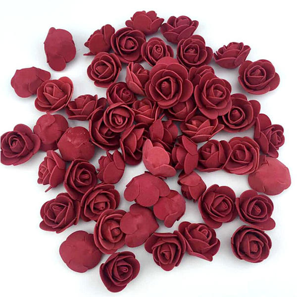 50/100/200/500 st 3cm Skumros för Nalle Konstgjorda Blommor Gör-det-själv Presentförpackning Bröllop Dekorativ Jul Heminredning 20 Färger Wine red 100