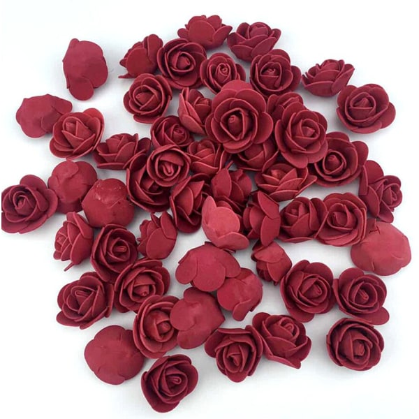 50/100/200/500 stk. 3 cm Skumroser til Bjørn Kunstige Blomster DIY Gaveæske Bryllup Dekorativ Jule Hjemmeindretning 20 Farver Wine red 50