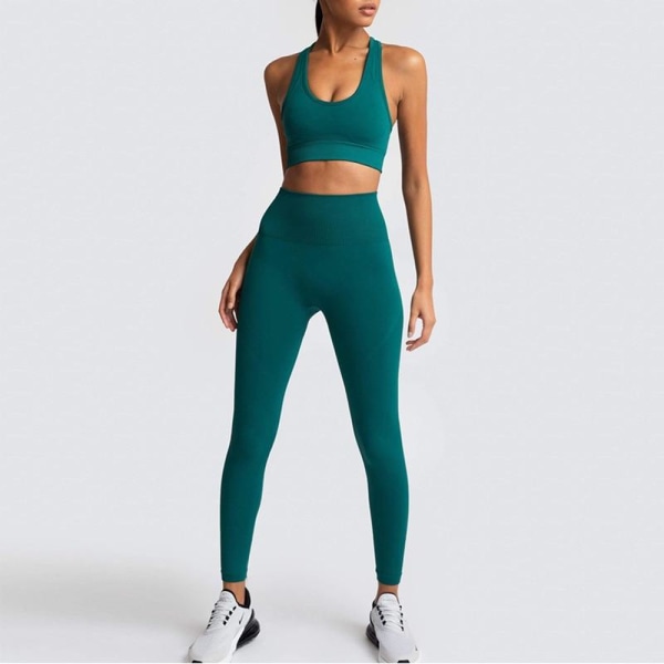 Yogadräkt Sportkläder Fitness Sport-bh Leggings 2-delade set för yoga dam qianzi L