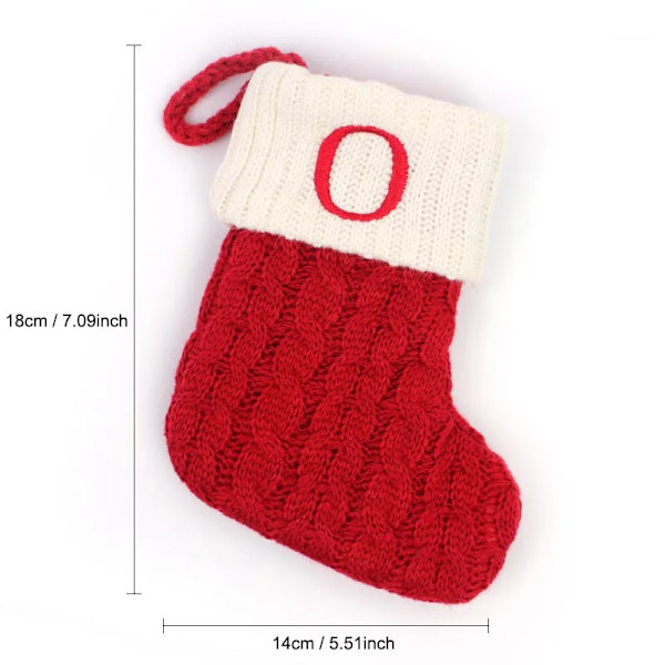 Hängbar Röd stickad Julstrumpa Snöflinga Bokstav Julstrumpa Julgranshängande Ornament 2024 Navidad Natal Xams O