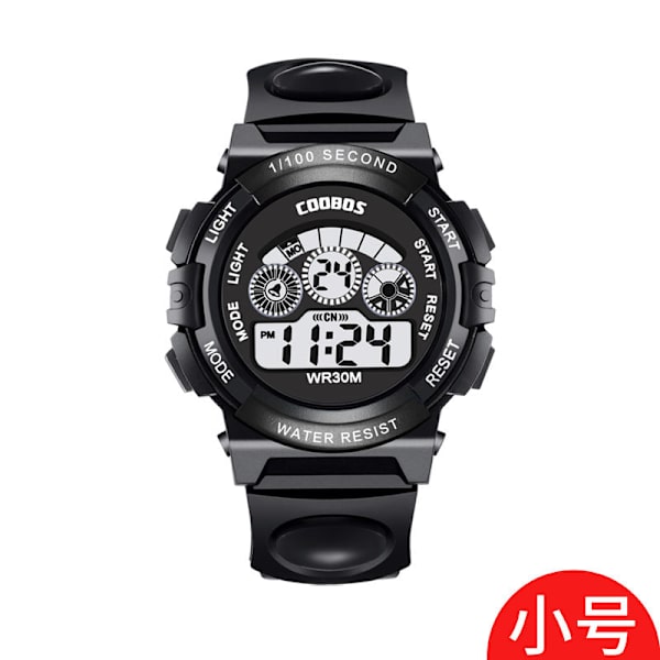 Kubaoshi Barnklocka Multifunktionell Färgglad Vattentät Elektronisk Studentklocka 0119 black small size