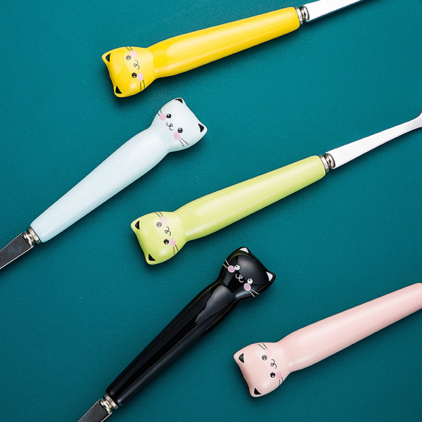 Keramisk Servisesett i Rustfritt Stål Tegneserie Barnas Servise Student Reise Bærbart Servise Yellow three-piece set