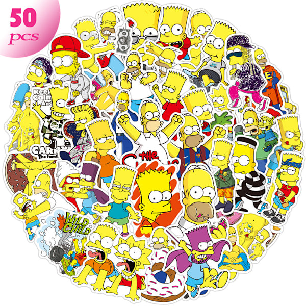 50 kpl Simpson-tarroja vedenpitävä tarra sarjakuvatarra skeittilaudalle reppuun muistikirjaan DIY-paperitarvikkeisiin klassinen lasten lelu lahja 50PCS2