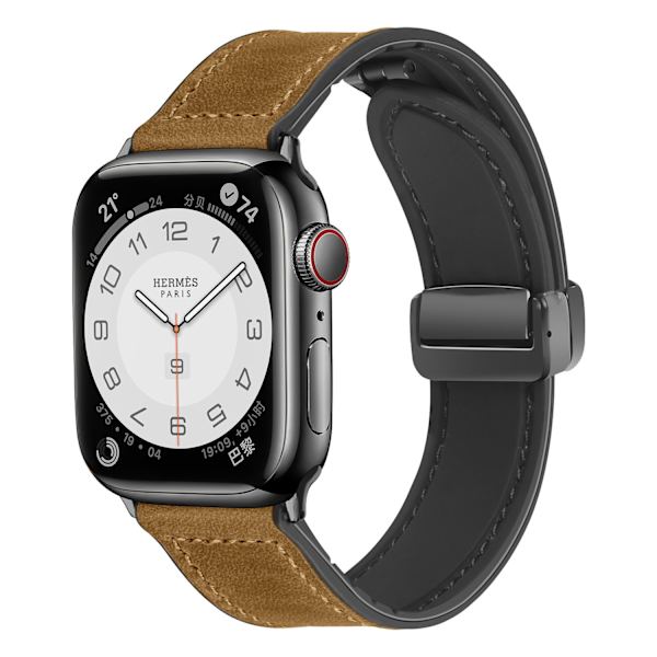 Klockarmband för Apple Watch iWatch 38/40/41 S10 42mm universal crazy horse-narvläder ljusbrunt