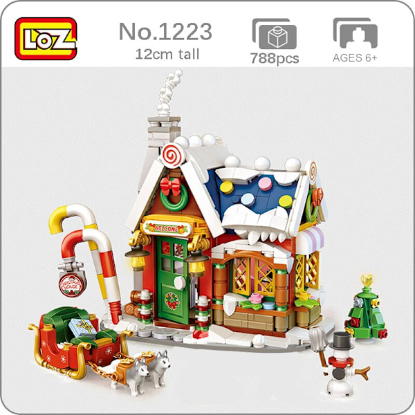 LOZ Mini Joulu Joulupukin Talo Malli Rakennuspalikka Lumimies Nuket Arkkitehtuuri Tiilet DIY Joululelu Lapsille Lahjoja 788pcs no box 12*13*5cm