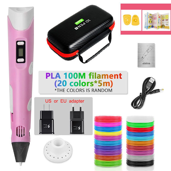 DIY 3D-penna för barn 3D-utskriftspennor Ritpennor med PLA-filament Nyhetspresent till barn Födelsedagspresent Julklapp PLA Filagment Pink-9M