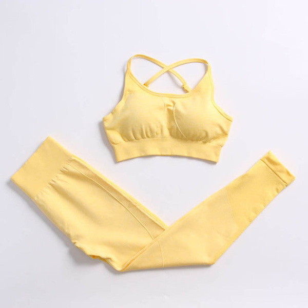 Yoga Set Träningskläder Träningsdräkt Höga Midjebyxor Sport-BH:ar För Kvinnor 3Pcs Set-Gray M