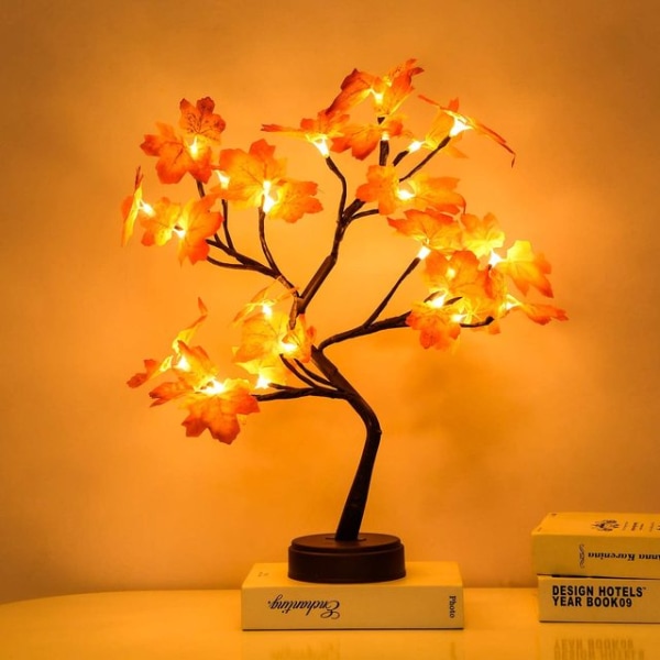 LED Trådlös Nattlampa Träd Fairy Lights Heminredning Nattlampa USB Batteridriven För Sovrum Sängbordslampa 24 Leds Maple tree USB Battery Power