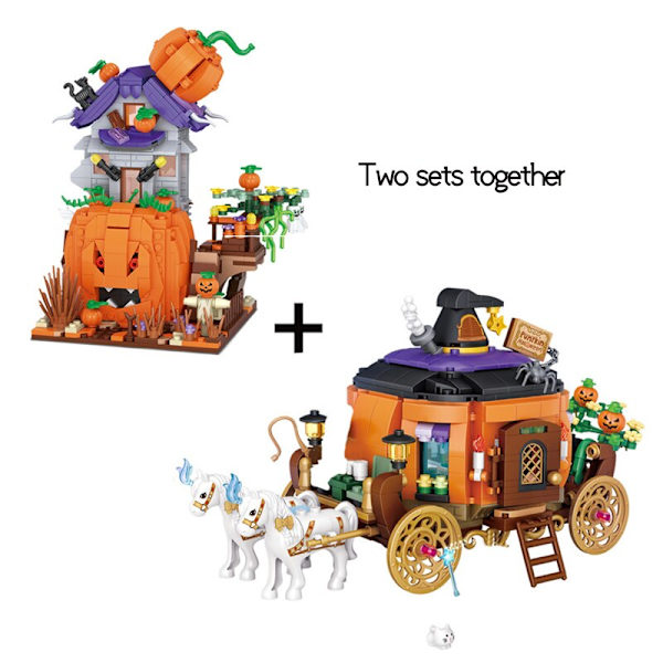 Luova MINI Halloween Talo Tiilet Setit Kaupunki Kurpitsamaja Juhlakoriste Rakennuspalikka Lasten Lelut Halloween Lahjat 839pcs no box