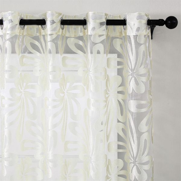 Bruna Korta Geometriska Tyg Voile Hallgardiner för Vardagsrum Sovrum Kök Gardiner Skugga Fönster Voile Gardiner Tyg Draperier Cream 1 PC W100 x H200cm
