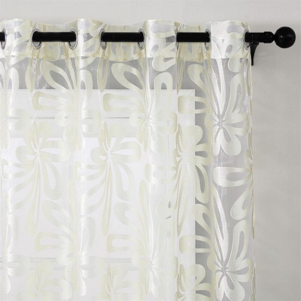 Brune Korte Geometriske Tyl Voile Gardiner til Stue Soveværelse Køkken Gardiner Skygge Vindue Voile Gardiner Stof Draperinger Light Grey 1 PC W100 x H130cm