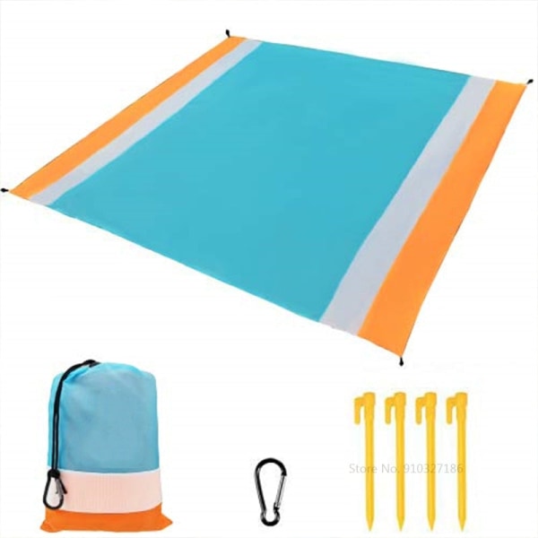 Vattentät strandhandduk filt ficka sand gratis handduk stor bärbar matta strandcamping utomhushandduk strand picknickmatta handduk F 200x140cm