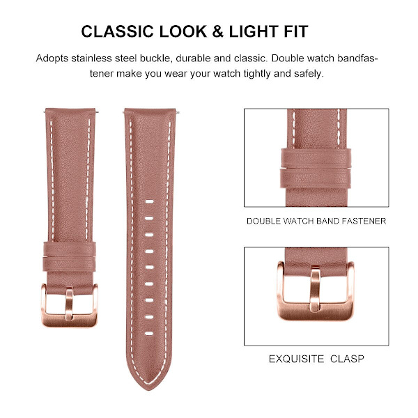 20 mm 22 mm Moderigtig Læder Urrem til Samsung Galaxy Watch Active 2 40 mm 44 mm Udskiftningsarmbånd Elegant Armlænke 4 Gray Active 2 40mm 44mm