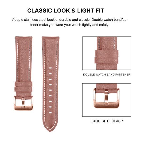 20 mm 22 mm watch för Samsung Galaxy Watch Active 2 40 mm 44 mm utbytesarmband Elegant armband 6 Rose pink 20mm