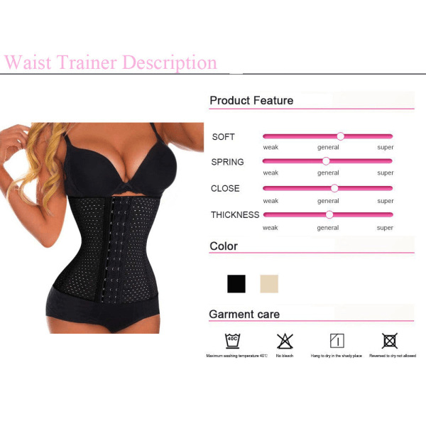 Shapewear Dam Midja Cinchers Dam Korsett Shaper Band Body Building Postpartum Magen Bantning Bälte Modelleringsrem Black XS