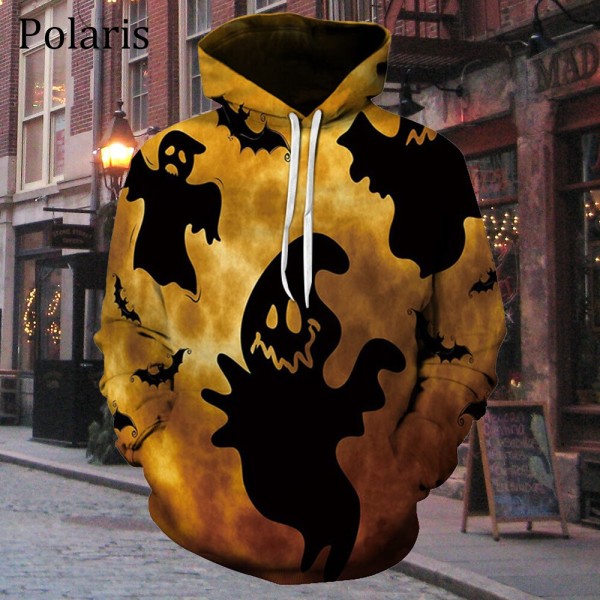 Halloween Hoodie Långärmad Fleece Sweatshirt Pumpa Lykta Skräck Fladdermus Kvinnor Män Barn Presenter Halloween-6 XXL