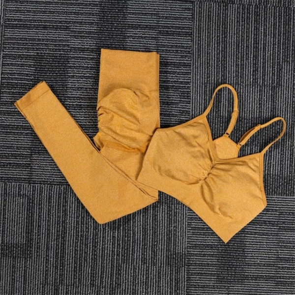 Set Fitness Sportdräkter Gymkläder Toppar och Leggings för kvinnor Bra blue set L