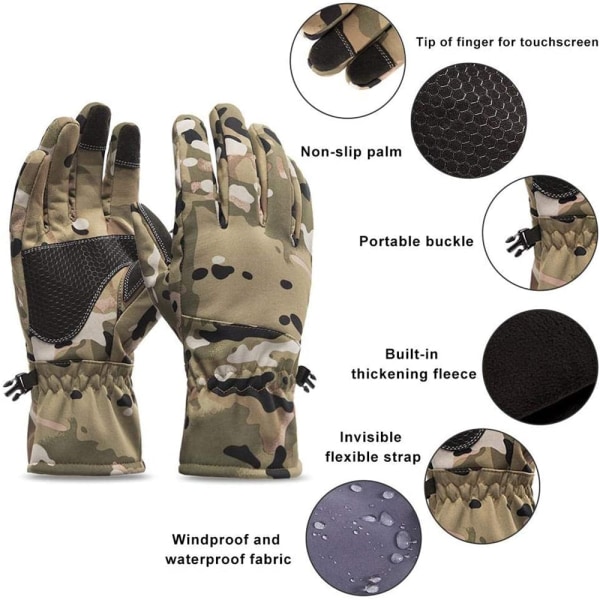 Vinterhandsker Varme Vandtætte Skridsikre Fiskerihandsker Motorcykelhandsker Vinter Camo Jagt Ski Camping Handsker Desert camouflage L