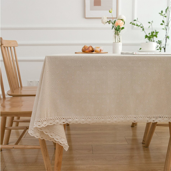 Polyester Lin Blondekant Duk, Rektangulære Dusker Støvtett Bordduk, for Kjøkken Spisebord Hjemmeinnredning Coffee Aaisy laced 140x220cm