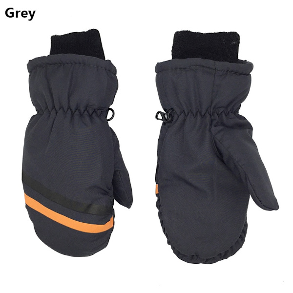 Termiska Skidhandskar Barn Vinter Fleece Vattentäta Varma Snöhandskar 3 Fingrar för Skidåkning Ridning Style2-grey