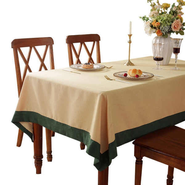 Ensfarget Duk Amerikansk Western-Stil Spisebord Stoff Rektangulær Skrivebordsduk Nordisk Ensfarget Duk Kaffeduk Tile green 140*200cm