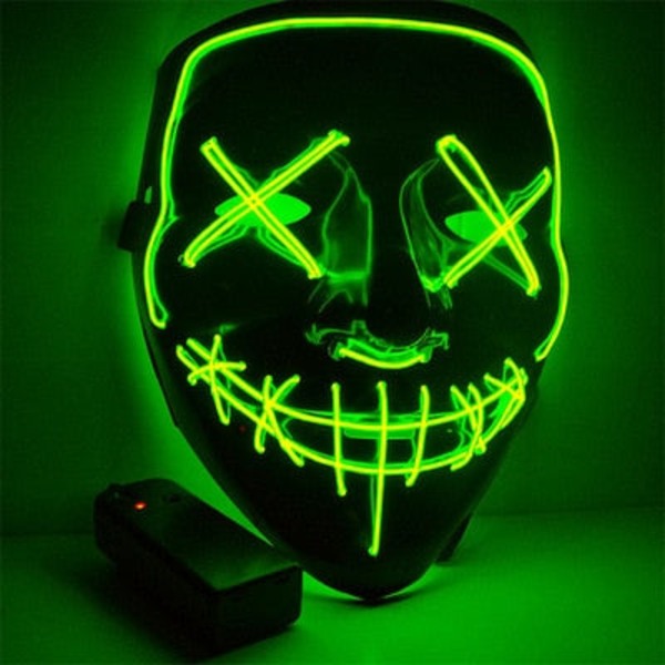 Halloween Maske Lysende Hacker Purge Maske Skummel LED Maske for Cosplay Kostymer Festival Karneval Party Gaver til Barn Menn Kvinner overseas Red