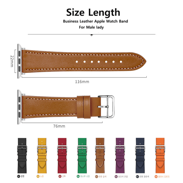 Real Leather Loop Armband Bältesband för Apple Watch SE 7654 42MM 38MM 44MM 40MM Strap on Smart iWatch 3 Watchband 45mm 10 Slim green 44mm