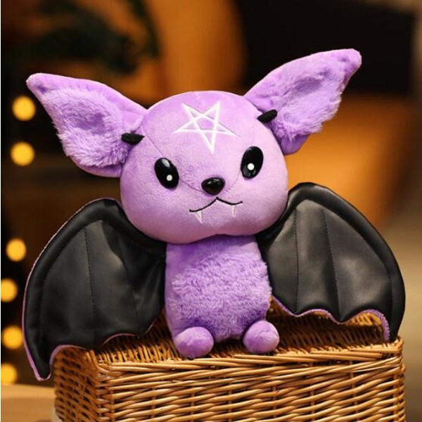 Mörk Serie Plysch Fladdermus Leksak Pentagram Måne Fladdermus Plyschdocka Fylld Gotisk Rockstil Väska Halloween Plysch Barnleksak Heminredning 30/45cm 30cm Purple