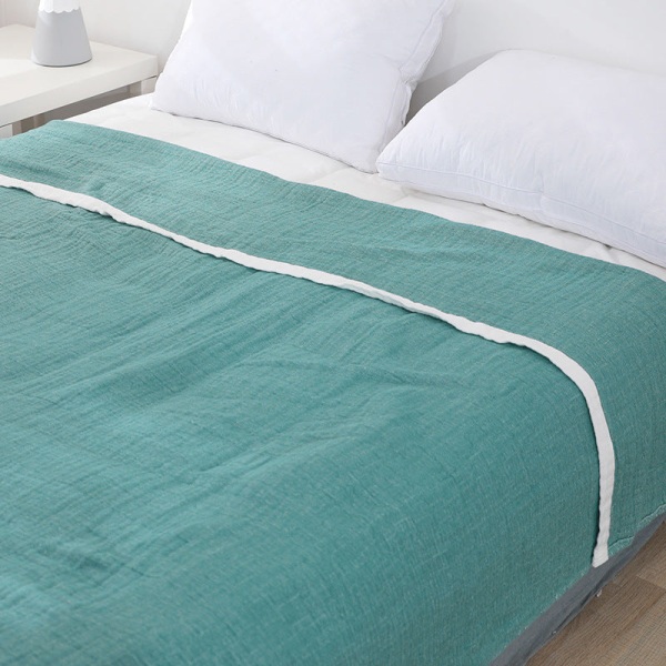 Japansk Tvättad Glesväv Sex Lager Filt Enkel Dubbel Luftkonditionering Täcke Vår och Sommar Förtjockning Lakan Handduksfilt Green Edge towel blanket 150*200cm